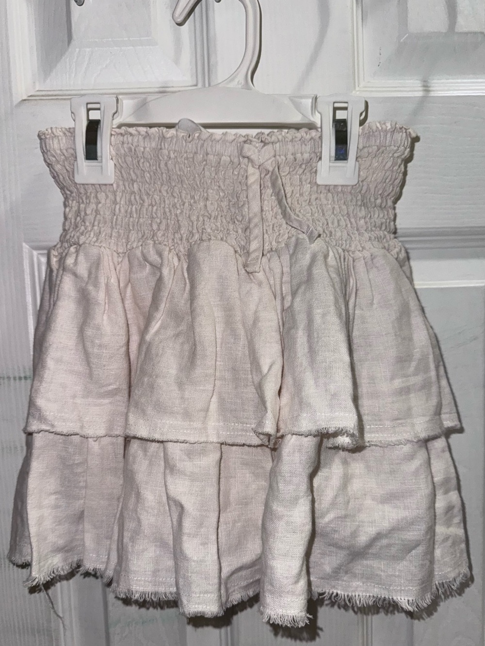 Zara Girl Tiered Smocked Waist Mini Skirt in Light Beige size 11-12
